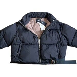 Pernille X Mango Anorak Puffer Cropped Jacket Black Women M NWT Water Repellent